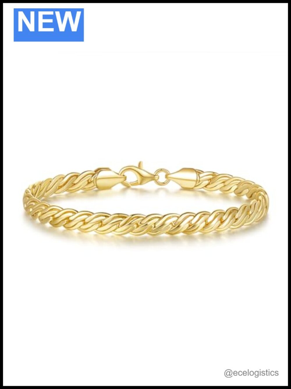14K Gold Plated Double Braid Chain Bracelet Non Tarnish Stackable Unisex